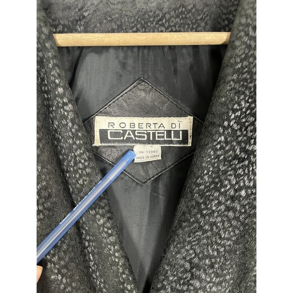Vintage Roberta Di Castelli Leather Coat Womens Medium Long Mob Wife Matrix 90s - Picture 8 of 15